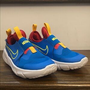 Nike Kids Blue and Red Sneakers with Yellow Accents